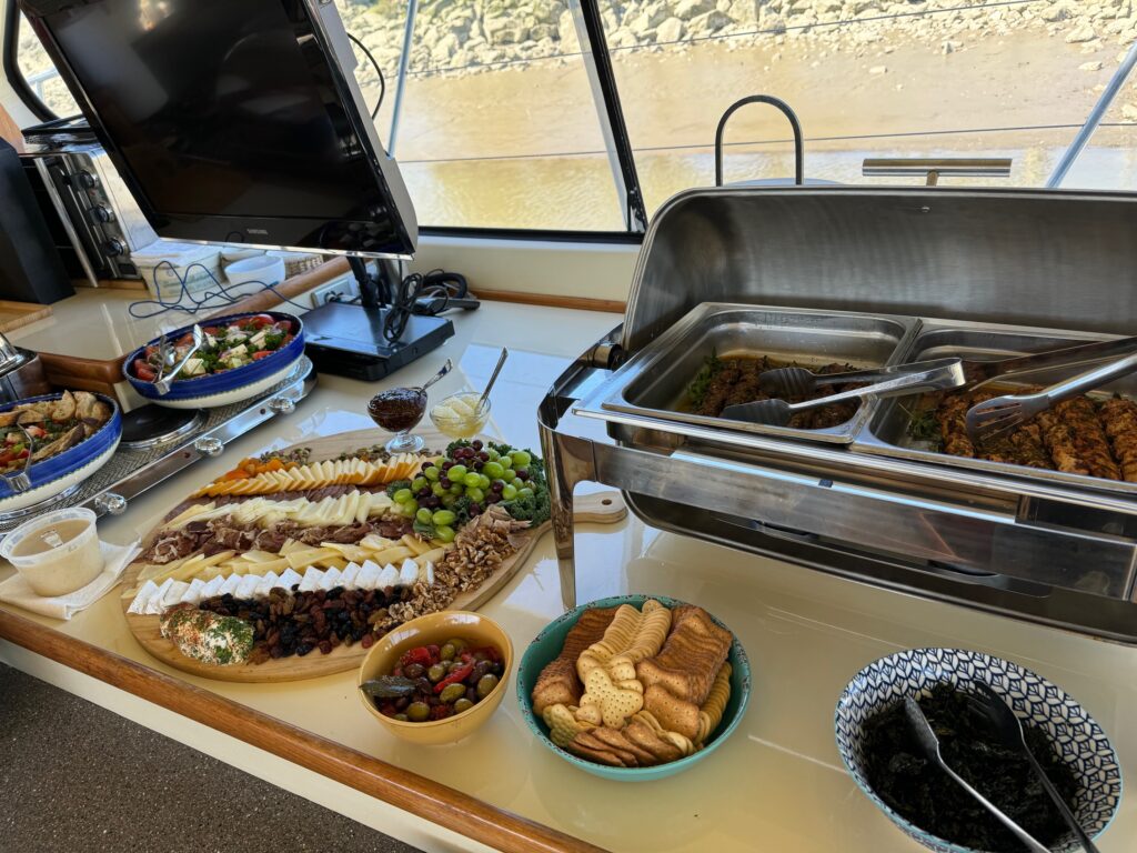 Food prepared aboard the Napa Valley Wine Yacht