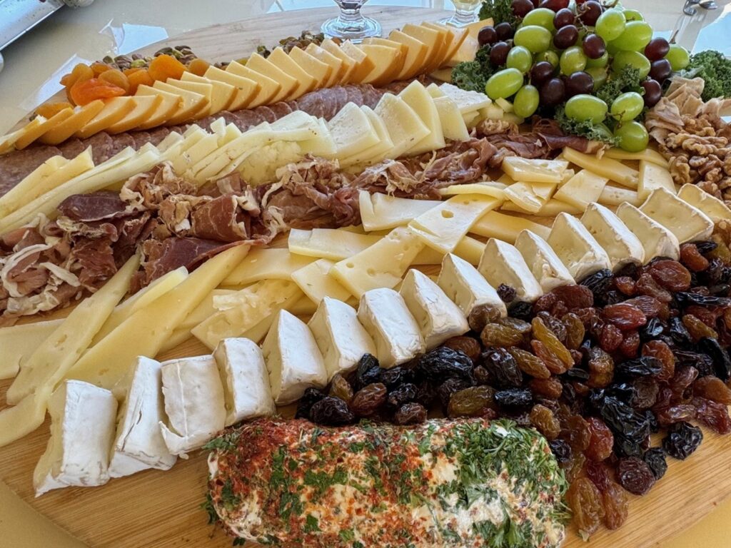 Charcuterie and appetizers aboard the yacht